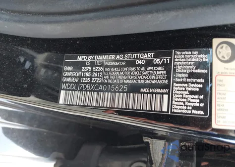 2012 Mercedes-Benz Cls 550 z USA, uszkodzony, nr VIN WDDLJ7DBXCA015625